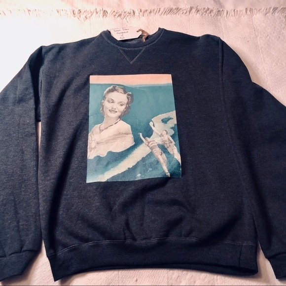 Collage Print Grey Sweatshirt Original Graphic Artist Design titled Fatal Flaw - Picture 7 of 13